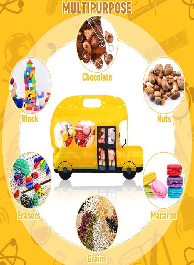 Watersay 50 Pcs Back to School Bus Goodie Bags Yellow School Bus Resealable Gift Bag Thank You Teacher Appreciation Driver Gifts Plastic Treat Candy Bag with Handle for Birthday Party - Image 3